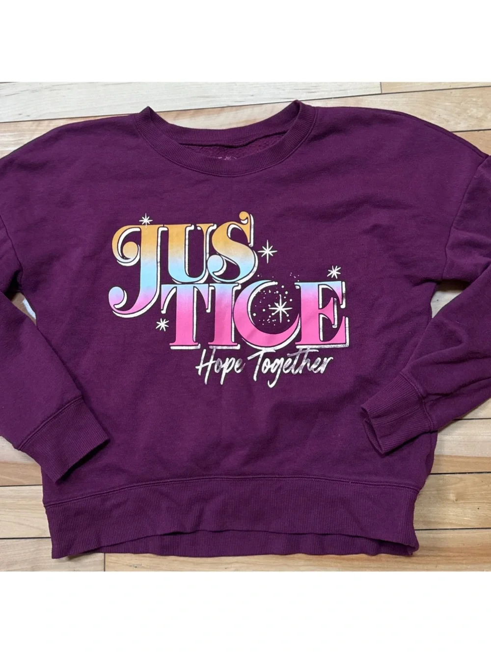 Justice Girls Graphic Sweatshirts in Blue & Plum